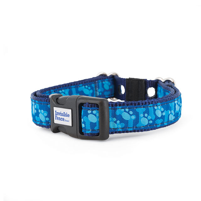 Blue paws pattern nylon replacement collar for invisible fence