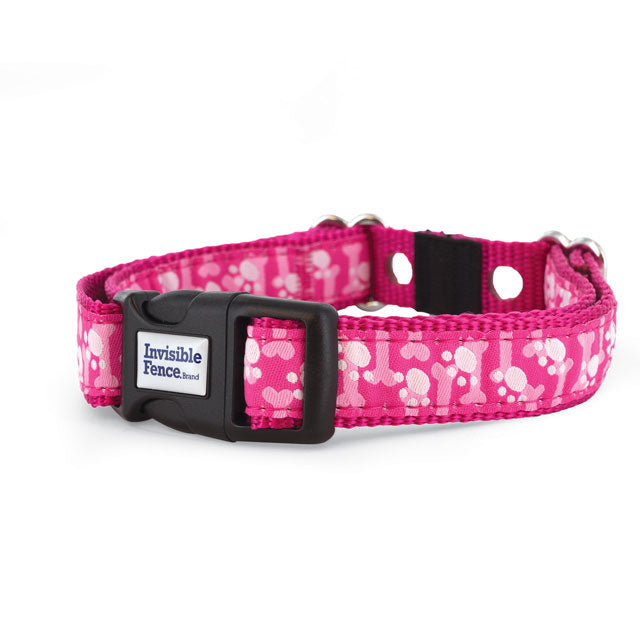 Pink paws pattern nylon replacement collar for invisible fence